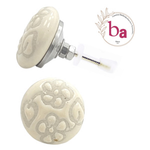 Modern Custom Etched Floral Ceramic Kids Knobs Cabinet Drawer <b>Door</b> Handle & Pulls <b>for</b> Wardrobe Kitchen & Bedroom [CK 268] - Product Image 1