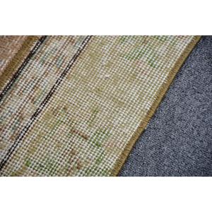 Alfombra Pequeña Vintage de 1.7x4.6 pies, Alfombra Turca de Lana con Diseño Floral Verde - Product Image 5