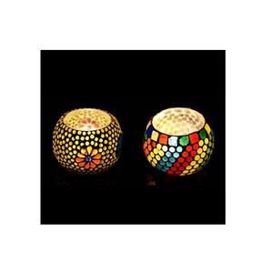 Bougeoir en mosaïque de verre romantique fait à la main en métal pour la décoration intérieure et la fête pour les bougies de mariage - Product Image 3