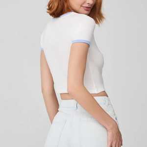 T-shirt ample en coton blanc avec impression de logo personnalisé pour femmes, crop top, t-shirt de haute qualité pour femmes, vente en gros - Product Image 5