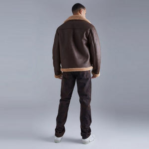 Vestes en cuir à col Sherpa zippé d'hiver de haute qualité OEM/Vente en gros d'usine de nouvelle arrivée Vestes Sherpa personnalisées pour hommes - Product Image 2