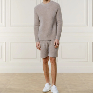 Short en mohair 100% laine de haute qualité pour hommes personnalisé Taille élastique Taille moyenne Hot Short Street Wear Tricoté Motif solide - Product Image 3