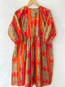 Vestido largo bohemio con estampado de tigre para mujer, Vestido largo de algodón Midi Skater con estampado de bloques circulares, regalo para mujer - Product Image 5