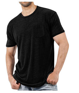 T-shirt en tricot pour homme, design uni, avec logo personnalisé et couleur unie - Product Image 1