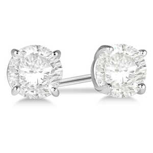 Pendientes de Diamantes Redondos con Engaste de 4 Puntas en Platino Chapado en Oro de 18K, Material Principal Disponible en Oro Rosa, Blanco y Amarillo - Product Image 3