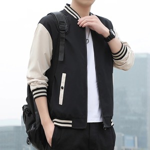 Nouvelle veste pour hommes les quatre saisons veste universitaire hommes décontracté épissage rayure col de baseball manteaux poignets élastiques streetwear - Product Image 3