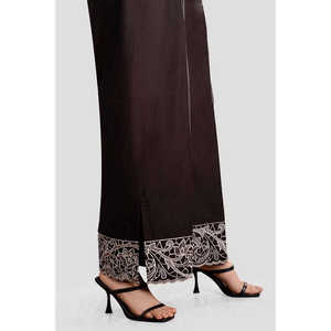 Pantalones Anchos de Cintura Alta para Mujer, Negros, Sin Costuras, Bordados, de Cambray, con Protección Antipilling - Product Image 2