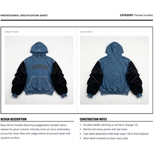 Sudadera con Capucha de Invierno para Mujer 2026, 500gsm, Algodón, Terciopelo, Denim, Estampado 3D, Top Corto, Estilo Urbano, Fabricante - Product Image 6