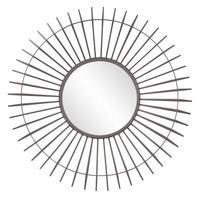 Miroir mural circulaire moderne METAL WAVE, finition patine blanche, motif feuille métallique, cadre en laiton antique contemporain, épaisseur du miroir 5,0 mm, en fer