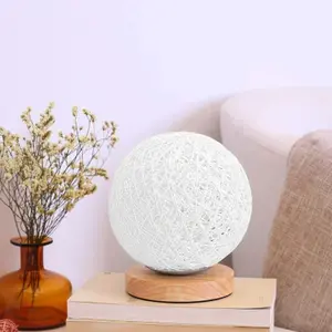 Unique Rattan Round Hemp Ball Table Lamp,Rattan Table Lamp Decorative Kid's Room Vietnam Manufacturer