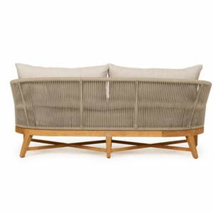 Contemporary Teak <b>Wood</b> Two Seater <b>Sofa</b> with Rope Side Panel and Deep Cushion for Patio, Terrace, and Resort Space - Product Image 4