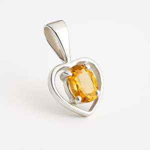 Hermoso Colgante Ovalado de Citrino de 6x4 mm, Estilo Simple, Plata de Ley con Baño de Rodio, Diseño Minimalista, Regalo para Bodas y Fiestas, Rhaya - Product Image 2