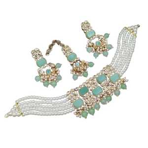 Conjuntos de pendientes y Mala con estilo dorado a la moda, conjuntos de joyería nupcial artificial de lujo, conjunto de joyería nupcial de piedra de circón de lujo - Product Image 1