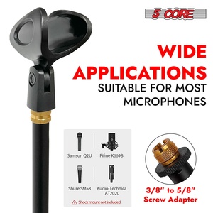 5 Core Mic <b>Stand</b> Round Base Height Adjustable Universal <b>Microphone</b> Mount <b>Stands</b> - Product Image 2