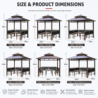 Gazebo octogonal à double niveau en métal |   Pavillon d'extérieur pare-soleil pour cours, toits et retraites en milieu rural