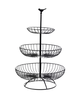 Cesta de almacenamiento de frutas de metal de 3 niveles con diseño creativo, alambre de hierro, hogar, cocina, pájaro decorativo en la parte superior, cesta de diseño al precio más bajo - Product Image 1