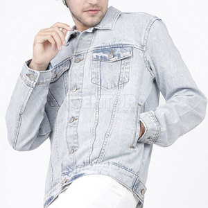 Veste en jean en toile de coton coupe ajustée pour homme, col montant, style décontracté urbain, couleur unie, hiver, couleurs personnalisables - Product Image 3