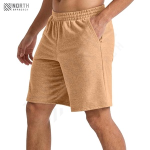 Shorts de sport pour hommes, style streetwear, couleur unie, micro-stretch, molleton, cordon de serrage, vente en gros - Product Image 5