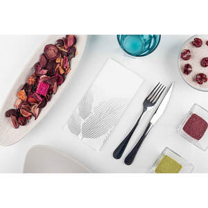 Serviettes en papier imprimées Otoo grises 40x40cm, pliées 1/8, tissu doux et absorbant, 480 pièces, B2B - Product Image 2