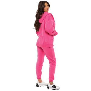 Chándal de algodón transpirable para mujer al por mayor, trajes de entrenamiento deportivo personalizados para correr, conjunto de 2 piezas liso para gimnasio con capucha - Product Image 3