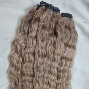 Machine d'extensions de cheveux indiens vierges de temple en gros faisceaux de trame ondulés naturels bouclés droits - Product Image 6