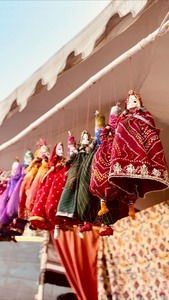 ผ้า rajasthani อินเดียหลากสีหุ่นกระบอกทำจากไม้ขนาด12นิ้วแขวนเพดานสำหรับตกแต่งงานแต่งงาน - Product Image 3