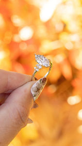 แหวนหมั้นเพชรมอยส์ซาไนท์ตัด2TCW แหวนหมั้นชุดเครื่องประดับมาร์คีส์แหวนหมั้นของขวัญวันครบรอบของขวัญสำหรับผู้หญิง - Product Image 4