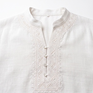Men's <b>Summer</b> Linen <b>Kaftan</b> Breathable Resort Casual Long Top OEM ODM Wholesale Factory Custom Logo Low MOQ - Product Image 5