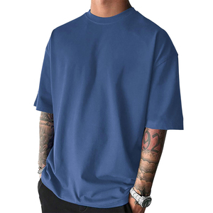 เสื้อยืดโอเวอร์ไซส์สไตล์สตรีทสำหรับผู้ชาย ผลิตตามสั่ง ขายส่ง ไซส์พลัส แขนสั้น ปักโลโก้ ไหล่ตก ใส่สบายสำหรับฤดูร้อน - Product Image 1