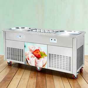 Máquina Comercial para Helados Fritos en Sartén, Estilo Tailandés, para Preparar Panci Goreng Es Krim, Máquina Doble - Product Image 1