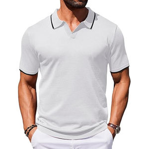 2025 tendencia hombres rayas polos ropa Casual logotipo personalizado manga corta Golf Polos venta al por mayor ropa de moda - Product Image 1