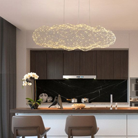 Lustre nuage créatif en fil de fer, abat-jour nuage, suspension en métal, lampe suspendue gypsophile