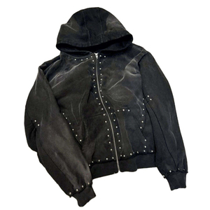 2025 nuevas sudaderas con capucha personalizadas para hombre con logotipo estampado de diamantes de imitación French Terry Oversized Heavy Cotton Acid Wash Hoodie OEM - Product Image 3