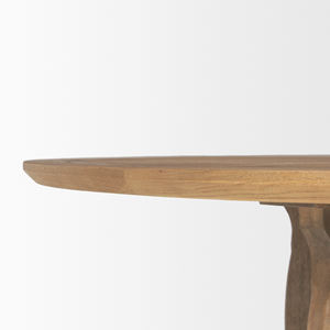 <b>Solid</b> Mango Wooden Round <b>Top</b> New Geometrical Quadrant Pattern <b>Wood</b> Base Natural Grain Curved Leg Restaurant Kitchen Dining <b>Table</b> - Product Image 4