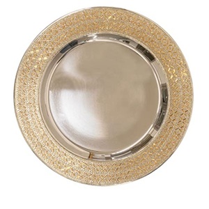 Assiette de service en acier inoxydable rond avec finition brillante pour la décoration, le service de fruits, la restauration, les plats de service, assiette de service en métal - Product Image 3