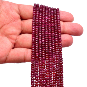 Rubí Longido de 3mm-5.50mm, Gema Facetada en Forma de Rondelle, Rubí Rojo Natural, Gema Semipreciosa, Cuentas Sueltas para Joyería - Product Image 2