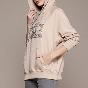 Sweat à capuche d'hiver personnalisé pour femme grande taille PUFFIN SPORTS, en polaire respirante, doublure polyester/coton, logo imprimé sur le devant, décontracté - Product Image 4