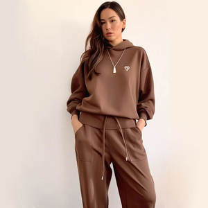 Haute qualité 100% coton Teary Fleece unisexe surdimensionné deux pièces survêtement long à capuche avec un design uni pour la saison hivernale - Product Image 6