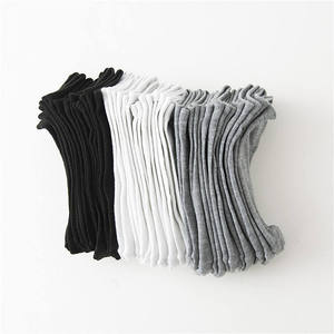Chaussettes pour hommes en coton écologique respirantes confortables de couleur unie noir blanc gris taille unique été décontracté - Product Image 5