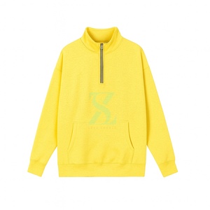 Jersey informal holgado con media cremallera y cuello alto, Sudadera con cuello levantado de talla grande, camisa de manga larga con cremallera sólida para mujer - Product Image 1