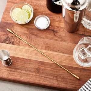 Agitador de Cócteles de Acero Inoxidable Dorado de Lujo, Diseño Trenzado, Duradero, Resistente a la Oxidación, Herramienta Profesional de Bar para Mezclar Bebidas, Ideal para Regalo - Product Image 1