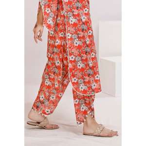 Traje de Dos Piezas Rojo para Mujer, Sin Costuras, 100% Algodón - Product Image 1