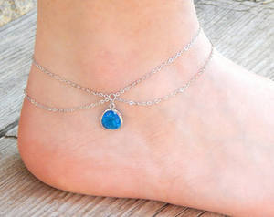 Nueva Llegada 2025, Tobillera de Piedras Preciosas Azules, Tobillera en Capas de Plata de Ley 925 para Mujer y Niña, para Usar en Bodas y Eventos Especiales - Product Image 2