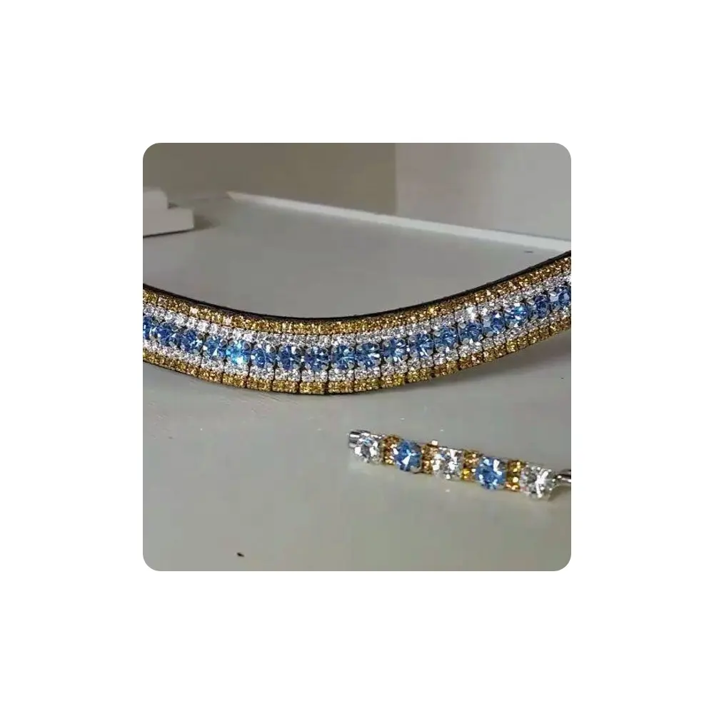 Atlar için benzersiz kaş bantları/yastıklı kristal Bling mavi beyaz kahverengi veya siyah deri kaş bandı/at akıllı için özel browbands