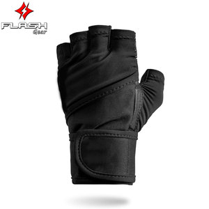 Guantes de levantamiento de pesas Agarre Cuero duradero Palma Soporte de muñeca superior Transpirable Estiramiento de 4 vías Lycra Medio dedo Levantamiento de pesas - Product Image 3