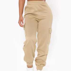 2024 nueva moda nuevo diseño Color sólido suave comodidad mujer algodón cordón Jogger Pantalones - Product Image 1
