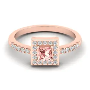उच्च गुणवत्ता 18k ठोस गुलाब सोने ठोस प्राकृतिक मॉर्गेनाइट रत्न असली हीरे की अंगूठी महिलाओं क्लासिक शादी बैंड या अंगूठियां