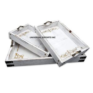 Plateau de service décoratif multifonctionnel en bois fait main, écologique, de haute qualité, classique et élégant, plateau à chocolat - Product Image 5