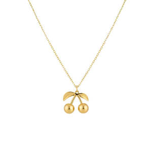 Colgante de Plata de Ley con Baño de Oro y Diamantes en Forma de Cereza Dulce para Mujer, Cadena de Eslabones con Forma de Número, Regalo Ideal para Cualquier Ocasión - Product Image 3