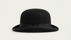 Black Wool Bowler <b>Hat</b> Round Top Dress Cap Ribbon <b>Band</b> Unisex Formal Events Costume Everyday Wear Wholesale Custom Logo - Product Image 5
